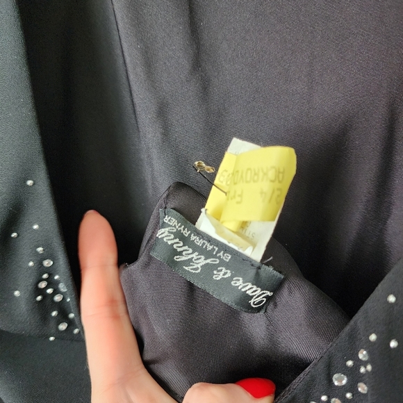 DAVE & JOHNNY x VINTAGE 90s prom dress black gem straps 11/12 - Picture 4 of 13